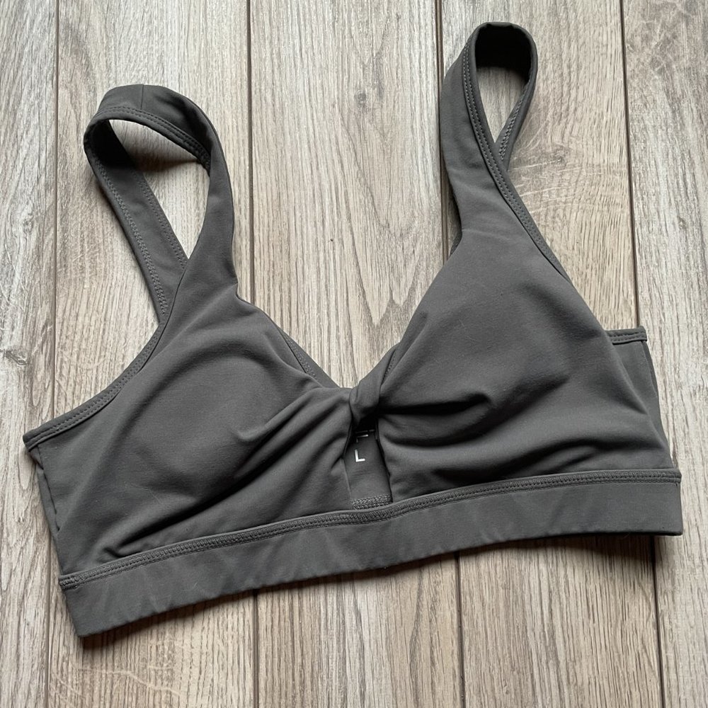 Twist Top Sports Bra- Cement Grey - Large